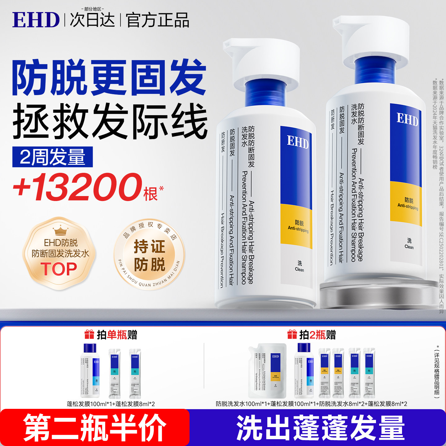 EHD防脱洗发水防断发固发男女士控油去屑蓬松柔顺洗发膏官方旗舰