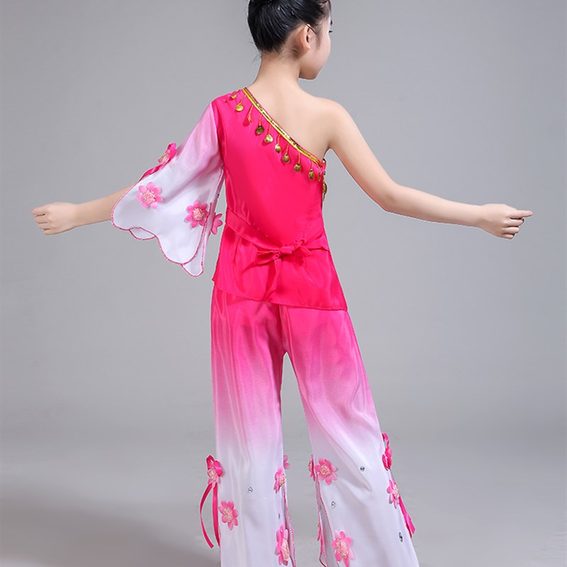 新款儿童秧歌服古典舞演出服女童民族男女伞舞扇子舞蹈服装茉莉花