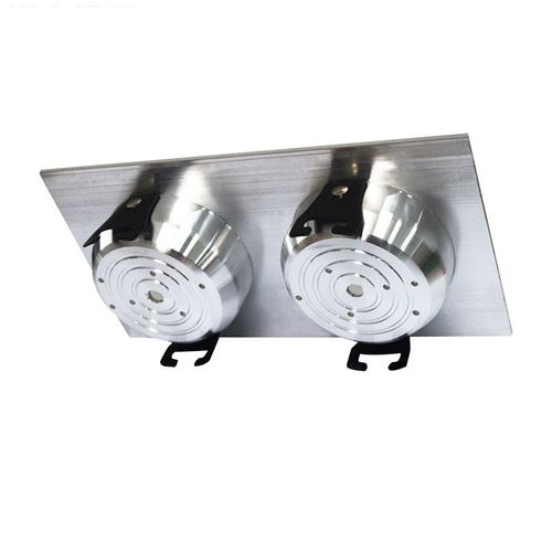 双头筒灯超薄长方形嵌入式客厅天花吊顶格栅过道斗胆10X20CM黑色