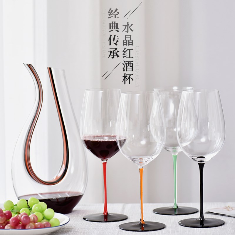 大号手工红酒杯红杆波尔多勃艮第葡萄酒杯水晶玻璃杯高脚杯礼盒装