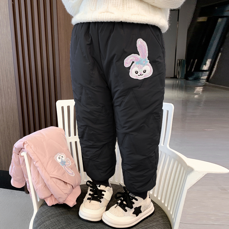女童加厚羽绒棉裤外穿儿童冬季三层夹棉女宝宝棉裤超厚一条过冬