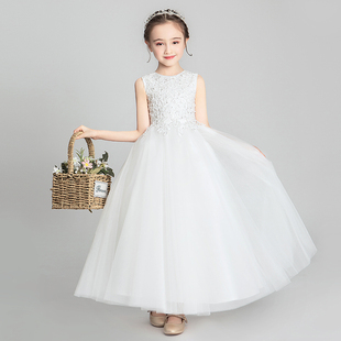 女童婚纱公主裙蓬蓬纱小花童儿童晚礼服礼裙晚宴模特走秀表演服冬