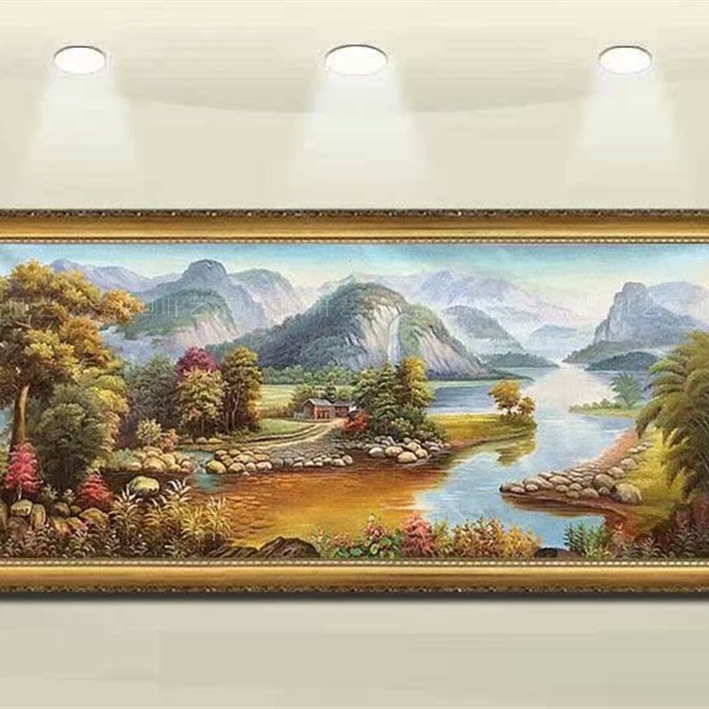 纯手绘欧式风景画客厅酒店别墅餐厅书房沙发背景装饰家居挂画图片