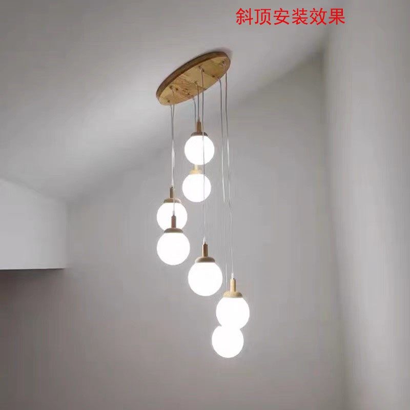 楼梯吊灯复式楼别墅餐厅公寓简约北欧日式原木旋转loft楼梯长吊灯,家装灯饰光源,LOFT/复式住宅/楼梯吊灯,淘宝优惠券,粉丝福利购,淘宝优惠卷