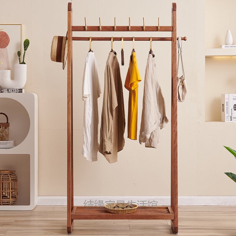 衣架落地挂衣架立式挂衣服架子室内网红实木衣帽架挂包架卧室家用