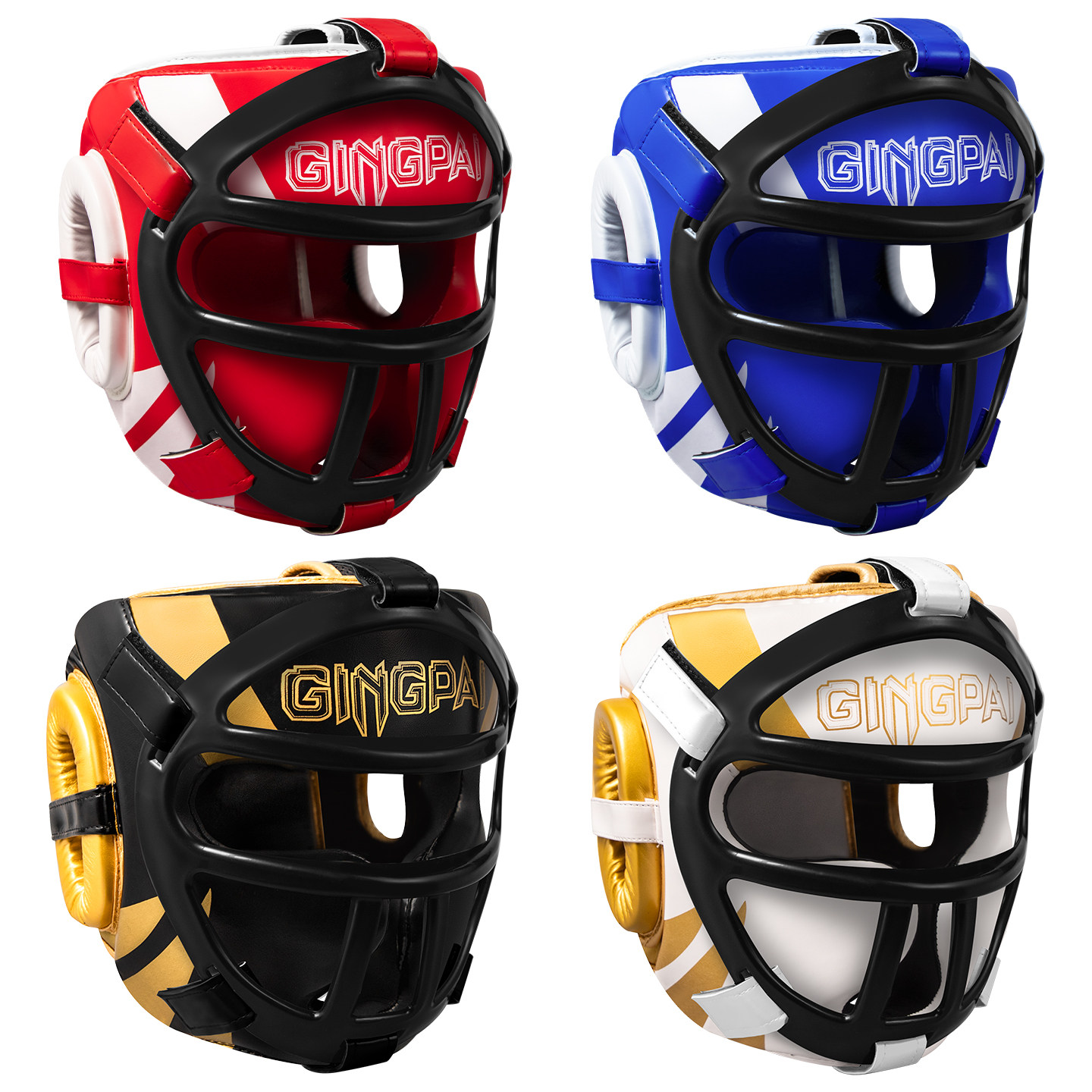 拳击头盔搏击散打全防护头套儿童成人泰拳训练猴脸护鼻梁比赛护具