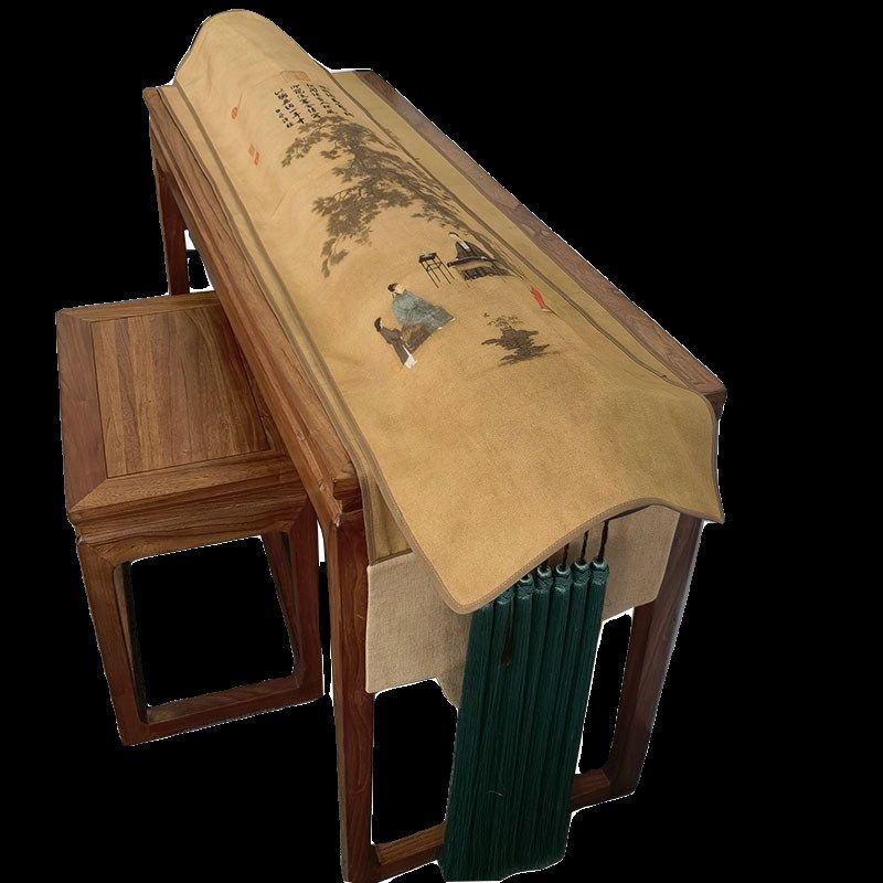 听琴图古琴桌旗盖布防尘布桌布双层加厚亚麻布防滑效果好