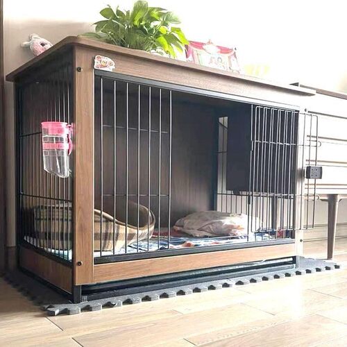 宠物用品木质狗笼子室内狗别y墅中小型猫犬屋钢木狗窝围栏栅栏