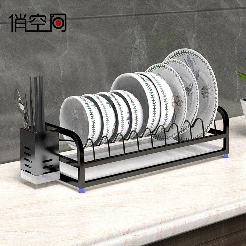 SUS304不锈钢碗碟架碗盘沥水架厨房储物置物架晾碗小型单层收纳架