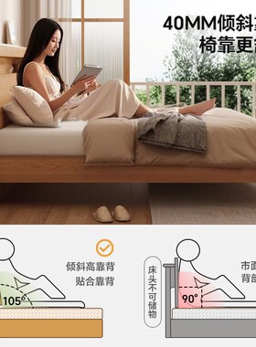 全木实床架排骨架180x200实木双人床大床主卧2024新款现代简约床
