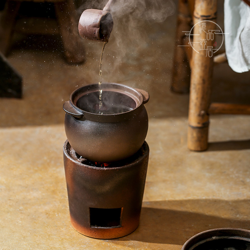 【古法煮茶】煮茶器黑晶炉煮奶茶陶瓷碗泡法器粗陶煮茶碗煲汤养生