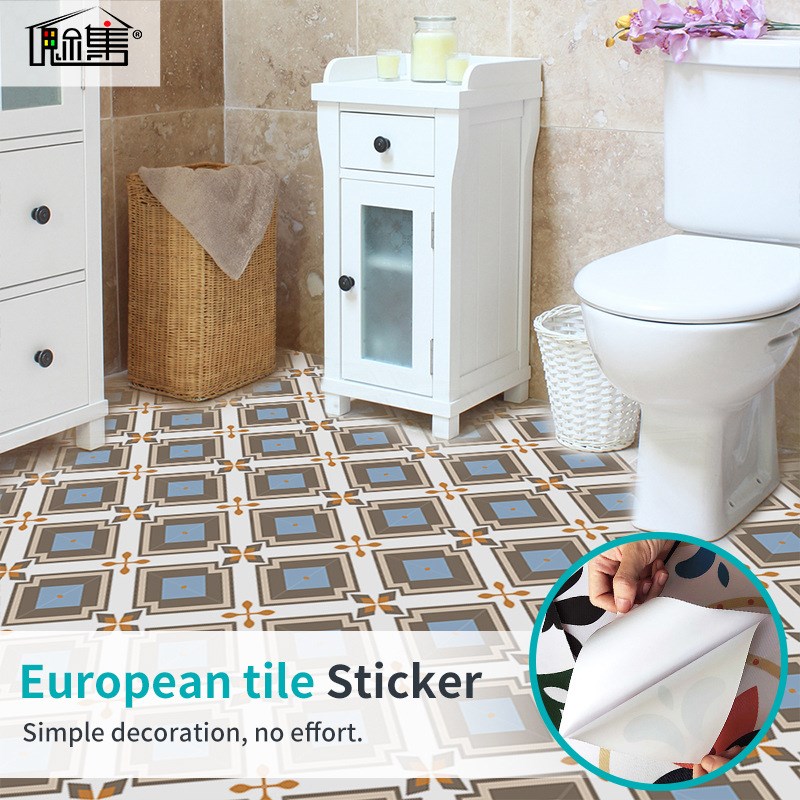彩色厨房卧室客厅防油水楼梯瓷砖地板贴纸加厚耐磨墙贴防水装饰画图片