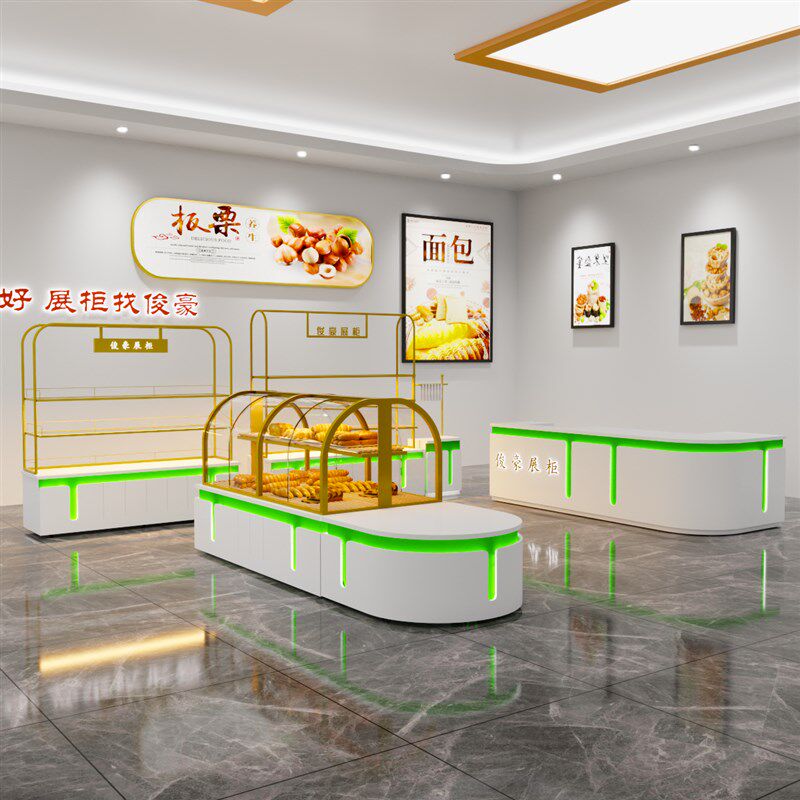 面包柜蛋糕展示柜面包货架面包蛋糕店展示柜玻璃柜台可定制实木柜