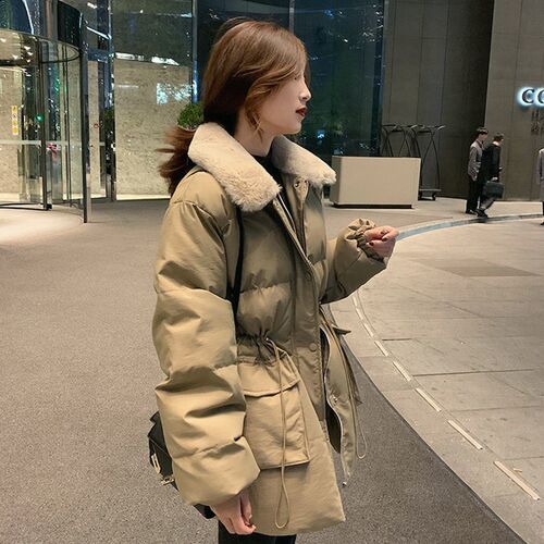 2024年新款冬季棉袄韩版宽松女ins港风中长款收腰羽绒棉衣棉服潮