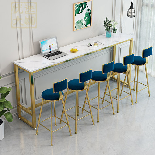 靠墙吧台桌商用高桌子奶茶店长条桌窄桌吧台餐桌高脚吧台桌椅组合