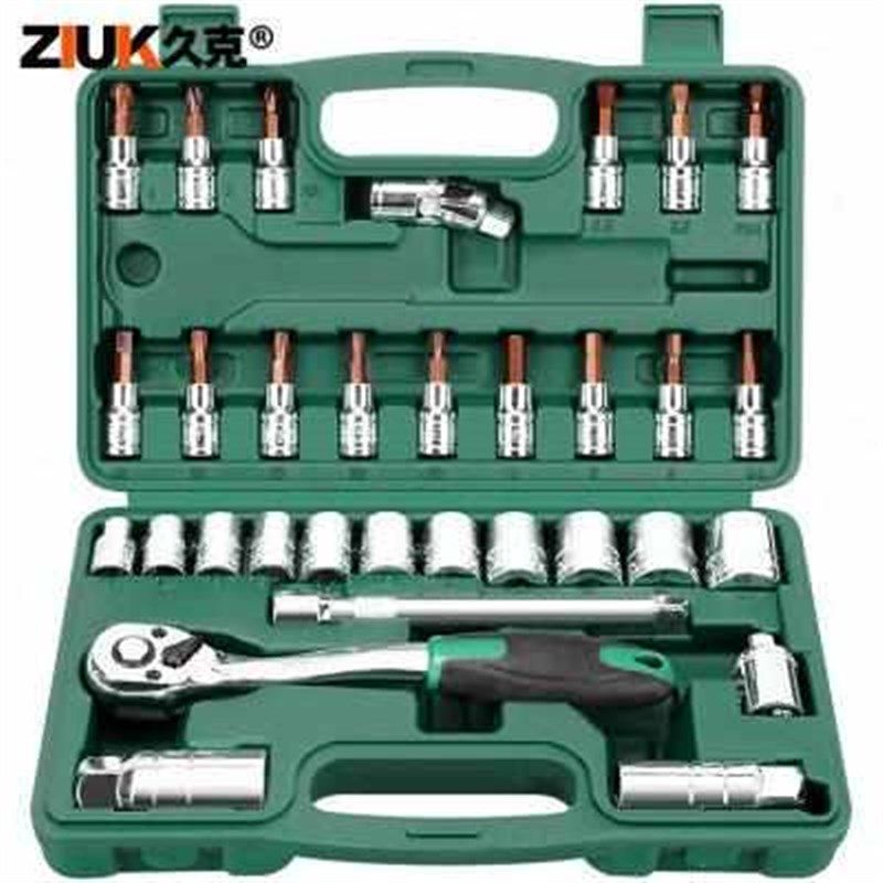 久克 汽修随车工具套装中飞大飞修车套筒棘轮扳手工具汽车维修