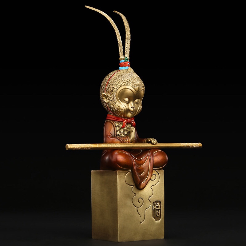 斗战圣佛齐天大圣美猴王摆件家居装饰品黄铜猴子孙悟空办法室车载