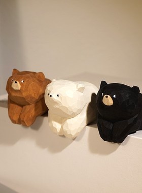 趴趴熊手工木雕小摆件可爱动物书架挂柜子显示器屏幕装饰品