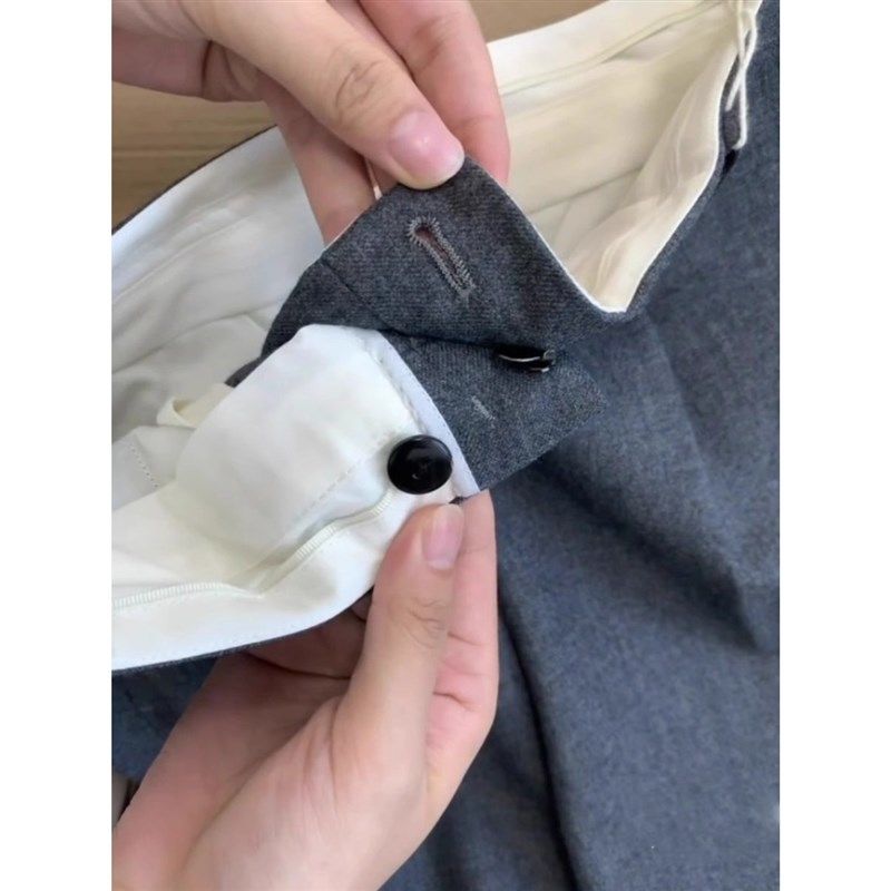 无D!深灰色精纺羊毛西装阔腿裤女2024早秋新款时髦高级长裤,女装/女士精品,大码裤装,淘宝优惠券,粉丝福利购,淘宝优惠卷