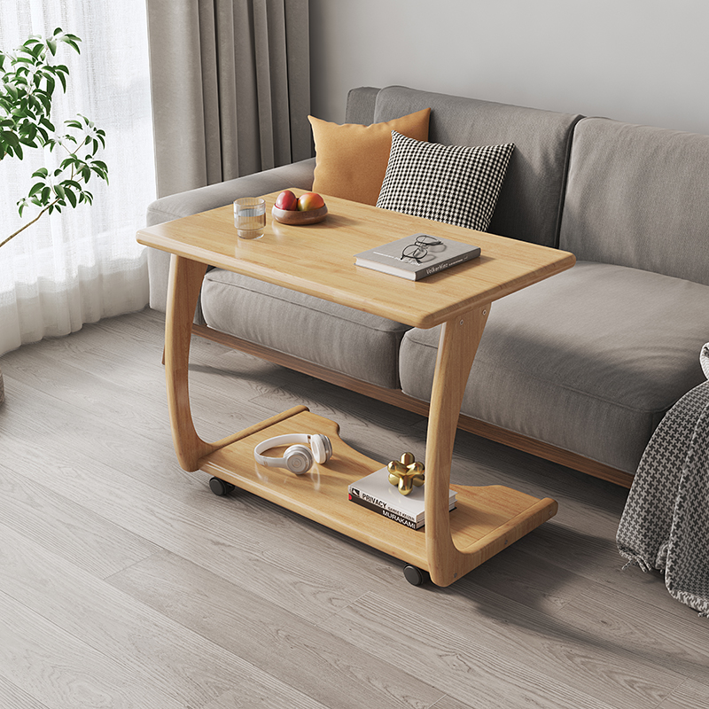 实木沙发边几带滚轮可移动床头电脑小桌子迷你茶几小户型客厅边桌