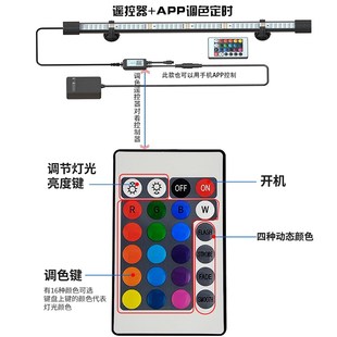 三排高亮LED鱼缸灯防水增色增艳龙鱼专用灯管 水族箱照明七彩变色