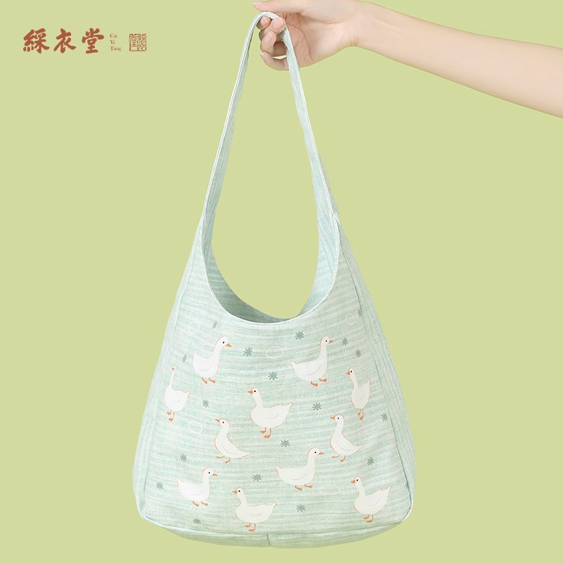 彩衣堂国风可爱手提袋大容量单肩包腋下布袋手拎袋学生书包清新AC