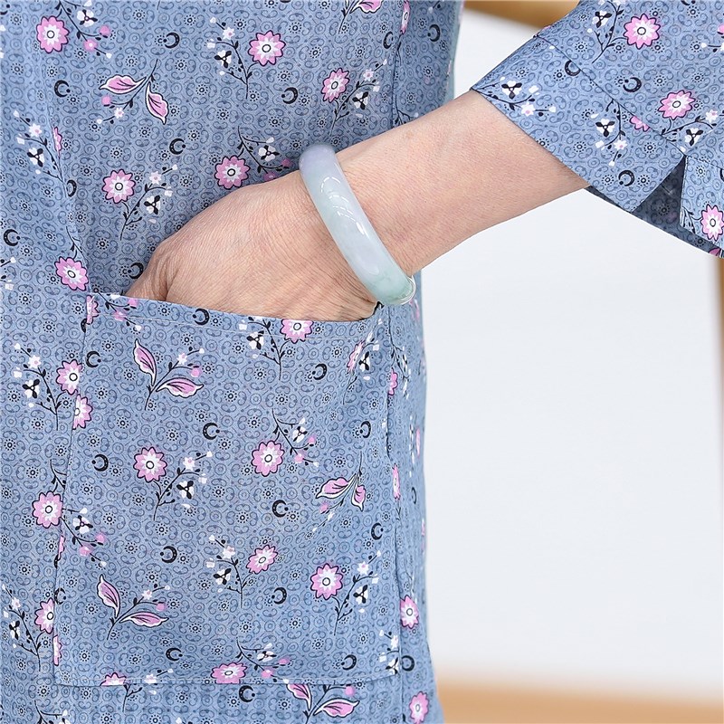 老年人夏装女长袖衬衫奶奶装上衣服老太太套装妈妈春秋季薄款衬衣