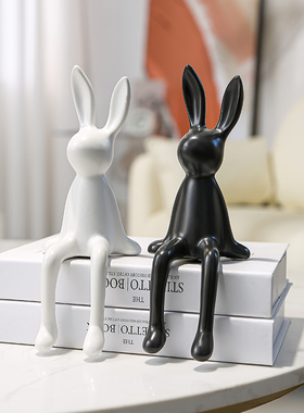 网红坐姿兔子房间书柜桌面摆件玄关客厅电视柜酒柜软装高级感装饰