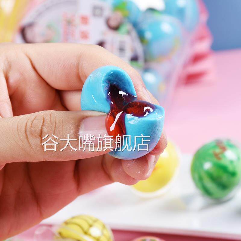 蓝色地球软糖夹心爆浆3d眼球地球糖眼珠子糖果韩网红地球仪软国