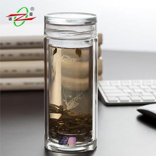 养生水晶杯 隔热 诺亚口杯 双层玻璃 带盖密封 男女士水杯 正品
