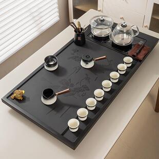 全天然黑金石茶盘全自动一体机电茶炉茶具一套家庭功夫客厅大茶几