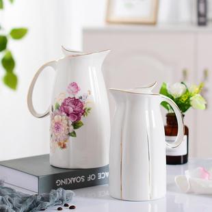 家用凉水壶大容量陶瓷茶壶耐高温冷水壶花茶壶创意水杯水具