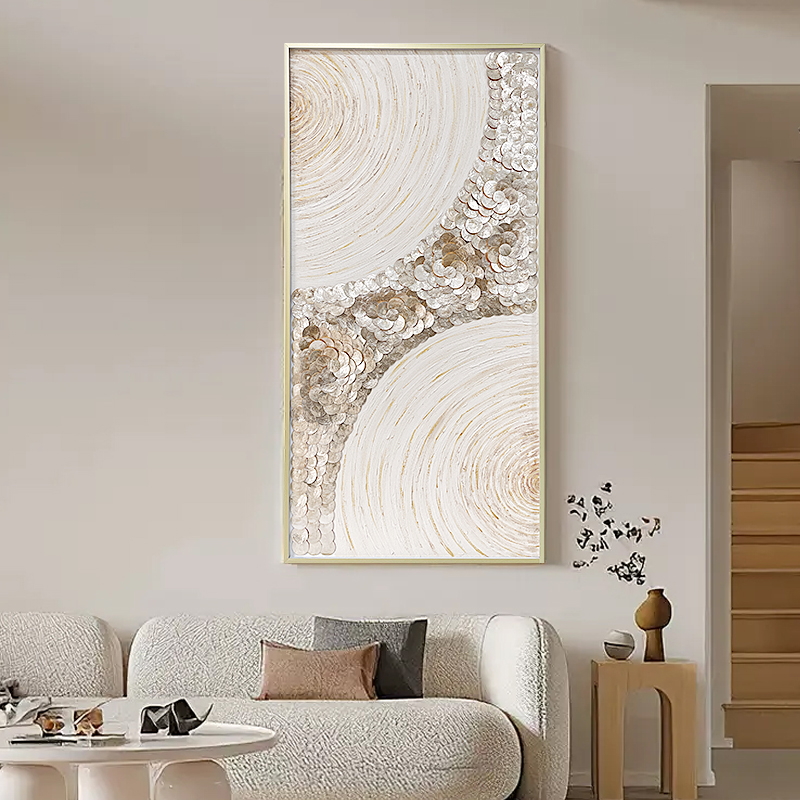 欧式轻奢金色贝壳艺术画客厅玄关装饰H画高级感酒店家居壁挂画壁图片