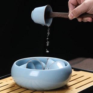 小水杯家用 珑青汝窑茶杯可养开片功夫茶杯陶瓷主人杯纯色单杯中式
