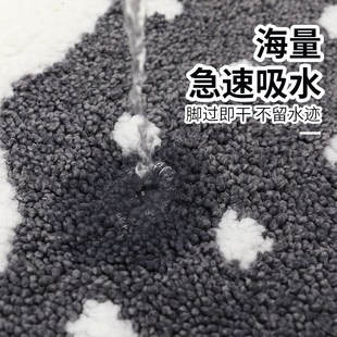 简约厕所卫生间门口浴室地垫防滑垫 家用吸水卡通门垫植绒地毯日式