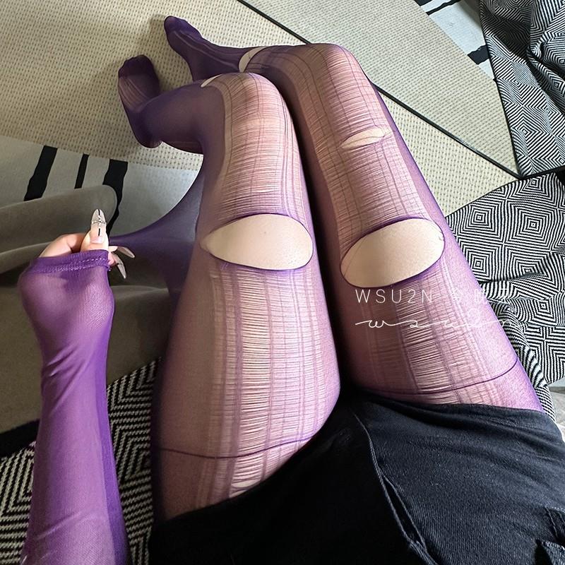 WSU2N 手撕可撕丝袜情调超薄连裤袜黑丝袜性感破洞丝袜易撕扯