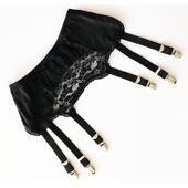 法式 外贸浪漫六勾束腰性感6爪鸭嘴扣秋冬厚袜夹靴丝袜可调吊袜带