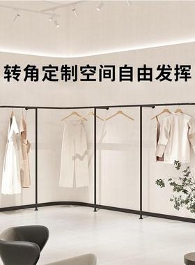 服装店展示架上墙陈列架创意挂衣杆黑色侧挂架女装店衣服货架专用
