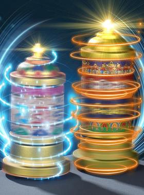 藏式多吉电动转金轮工艺品圣大摆件金筒桌面底座创意礼品户外转动