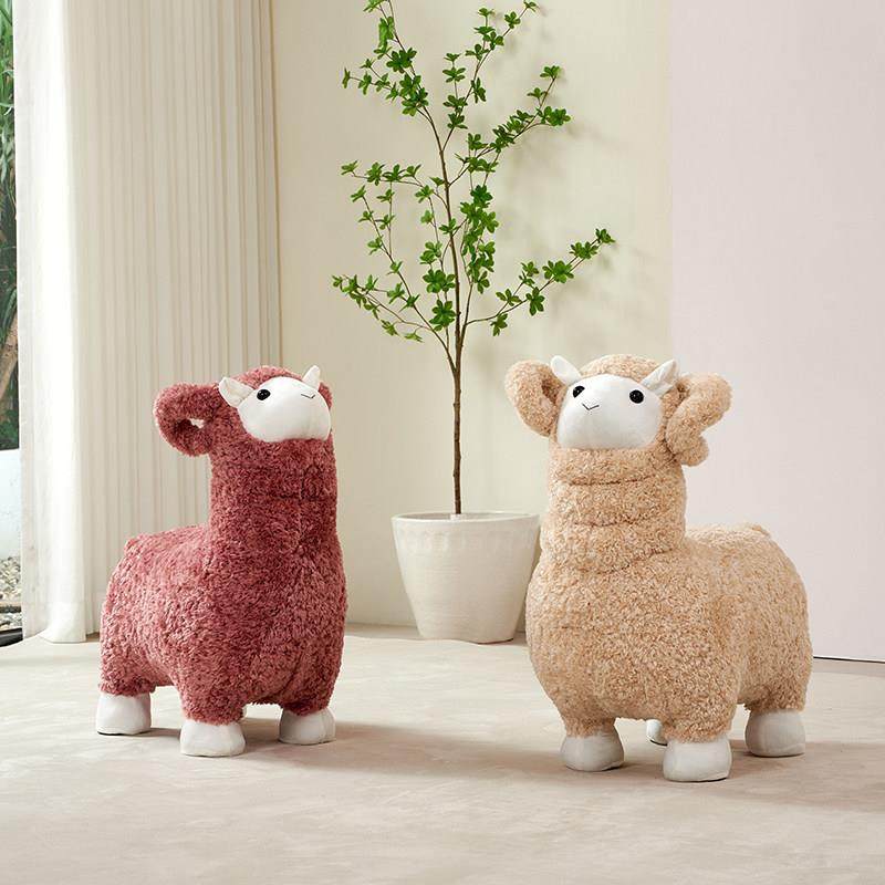羊羔绒小绵羊椅子家用客厅网红羊驼座椅创意换鞋凳卡通动物儿童凳,住宅家具,儿童凳,淘宝优惠券,粉丝福利购,淘宝优惠卷