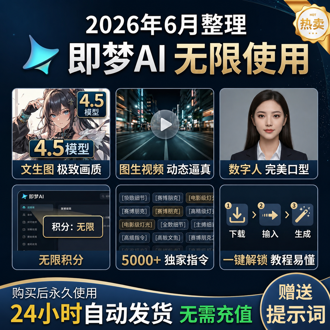 即梦积分ai4.04.5无限会员积分永久4K图片视频制作vidu豆包海螺ai