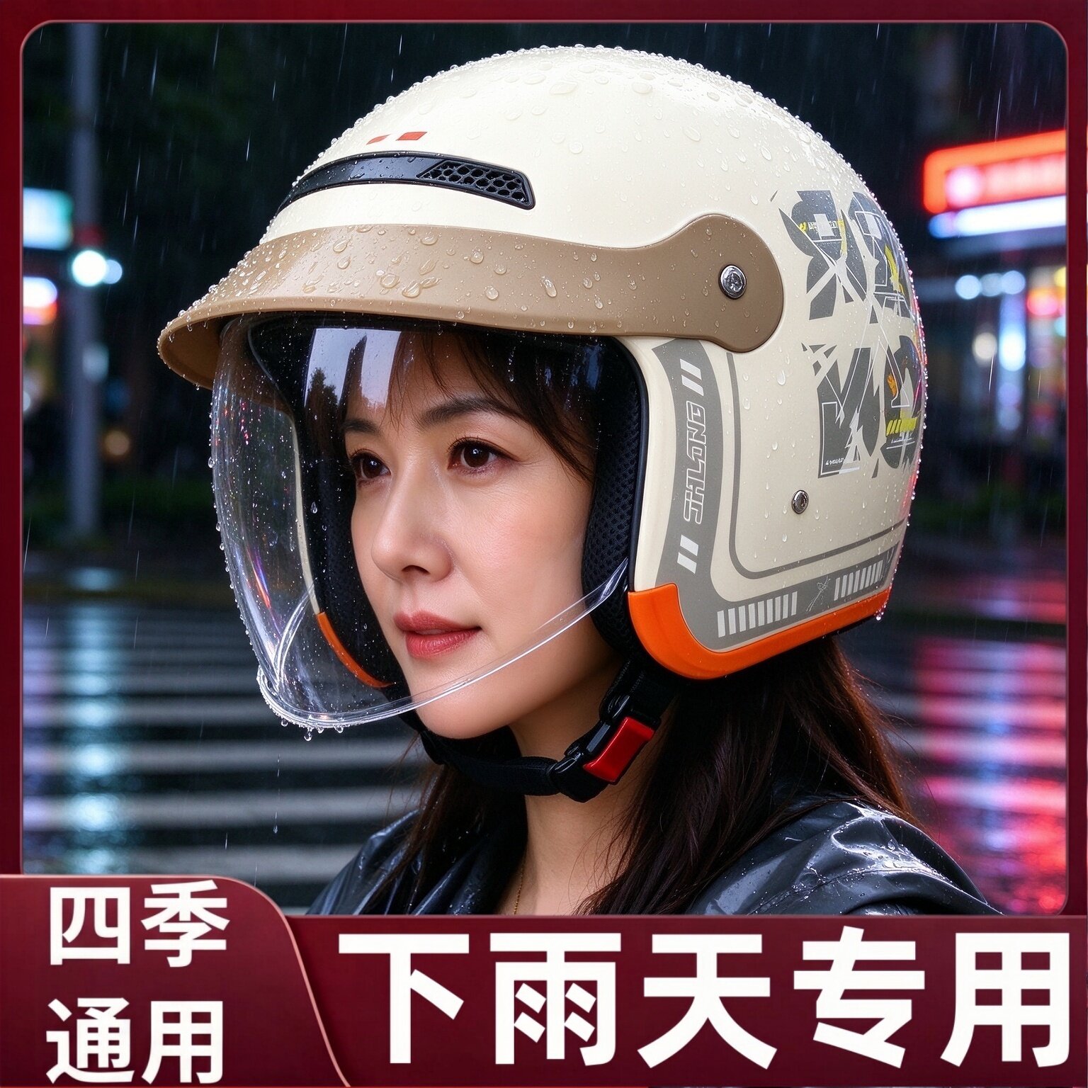 头盔下雨天专用防雨电动车四季通用防雾2026新款电瓶摩托车安全帽