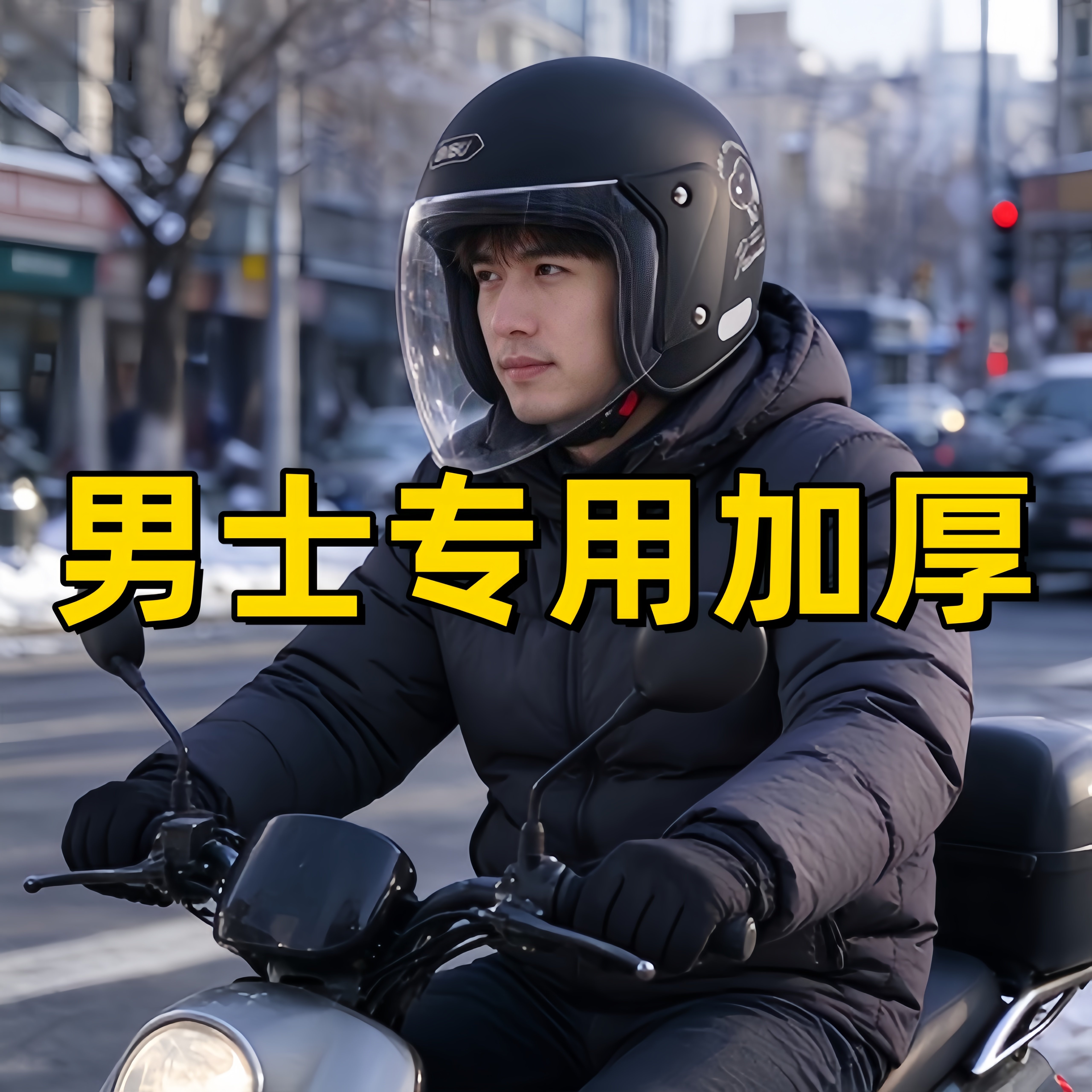 冬季加厚保暖不压发电动车头盔