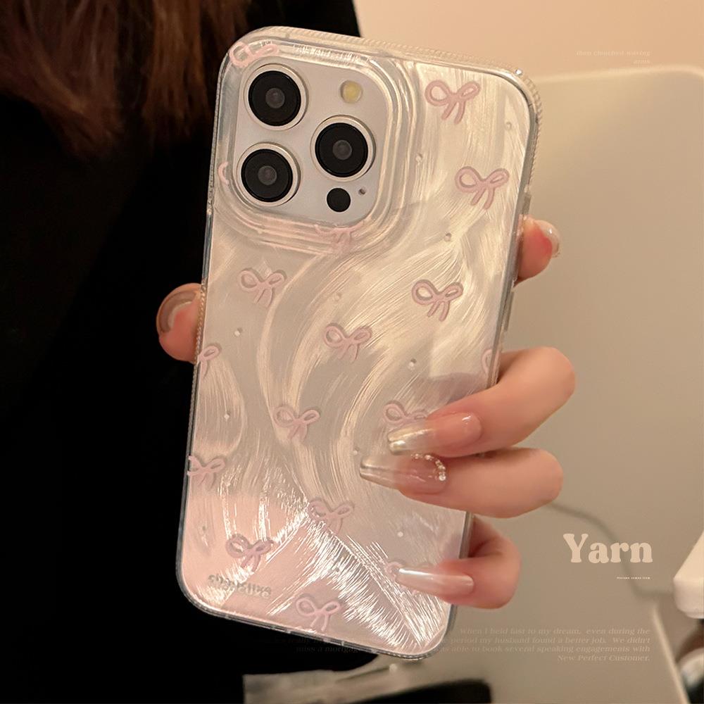 适用于苹果16pro新手机壳手机le壳14粉色蝴蝶结苹果15保护壳iphone13promax防摔12硬14少女羽纱16