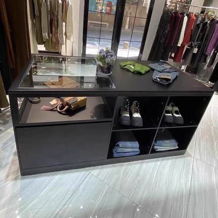 烤漆中岛台玻璃橱窗服装店展示台储物柜装饰柜摆件展台陈列展示桌