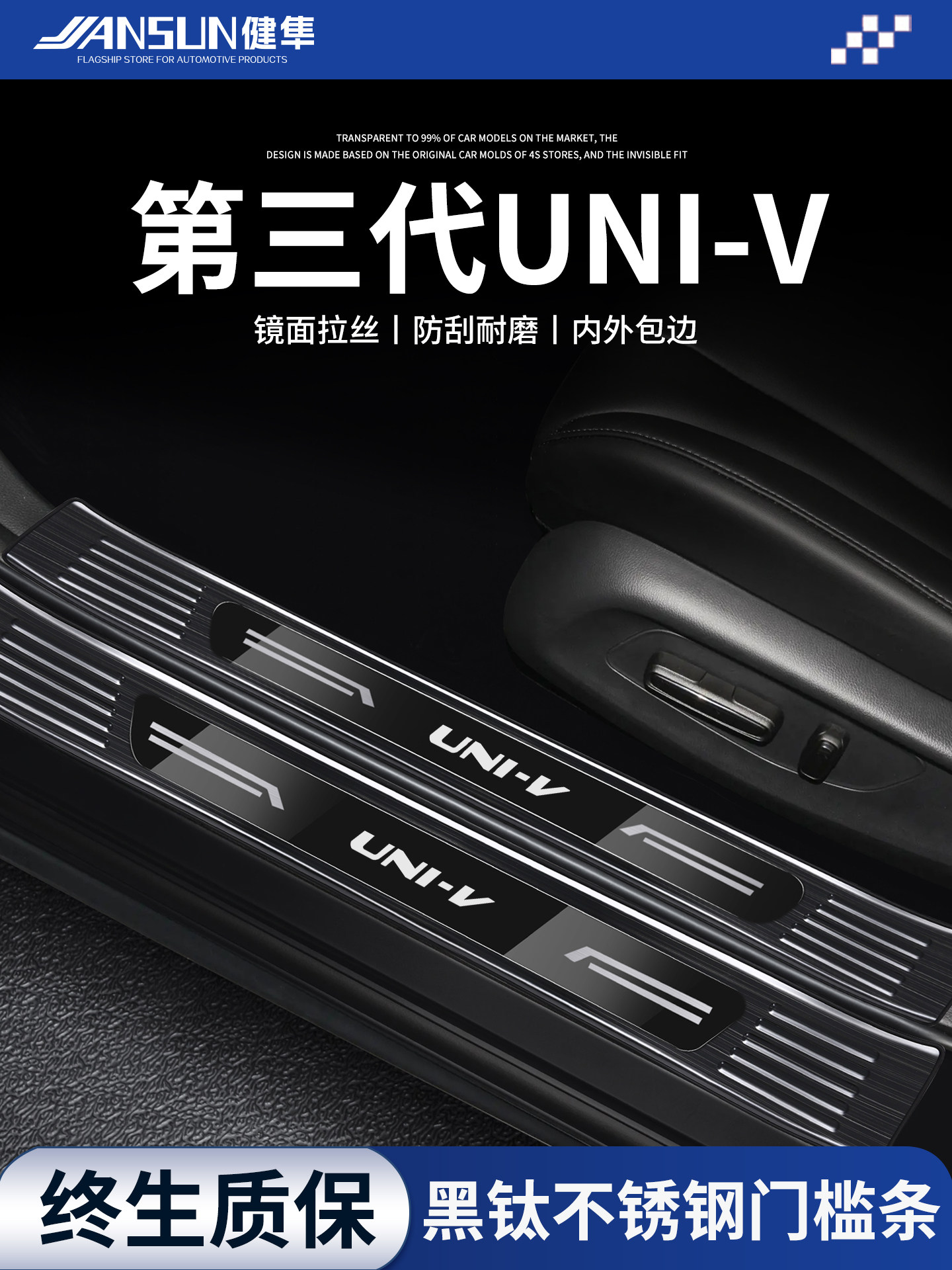 适配2025款长安第三代UNIV迎宾踏板不锈钢门槛条保护防踩贴后护板