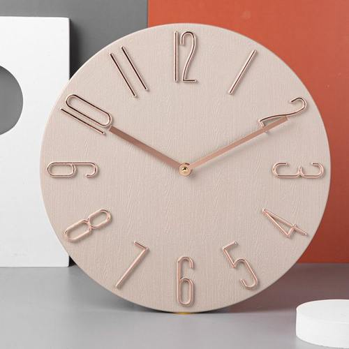 客厅钟表挂墙表静音家用钟表挂钟客厅简约现代数字创意装饰粉色