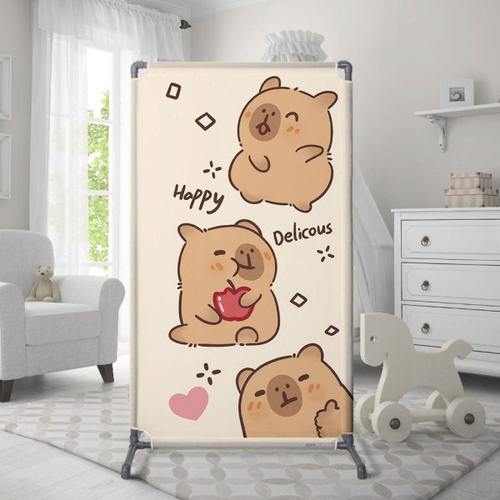 卡皮巴拉卡通儿童屏风隔断遮挡入户玄关简易安装可移动装饰座屏