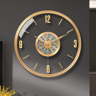 现代轻奢黄铜钟表挂钟客厅家用时尚壁挂时钟挂墙网红餐厅2023新款