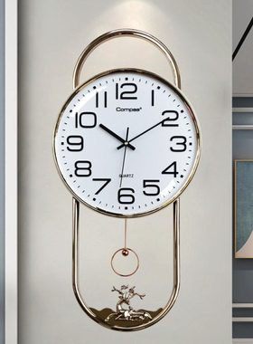 康巴丝挂钟客厅钟表石英钟装饰摇摆表电子钟静音挂钟艺术简约时钟